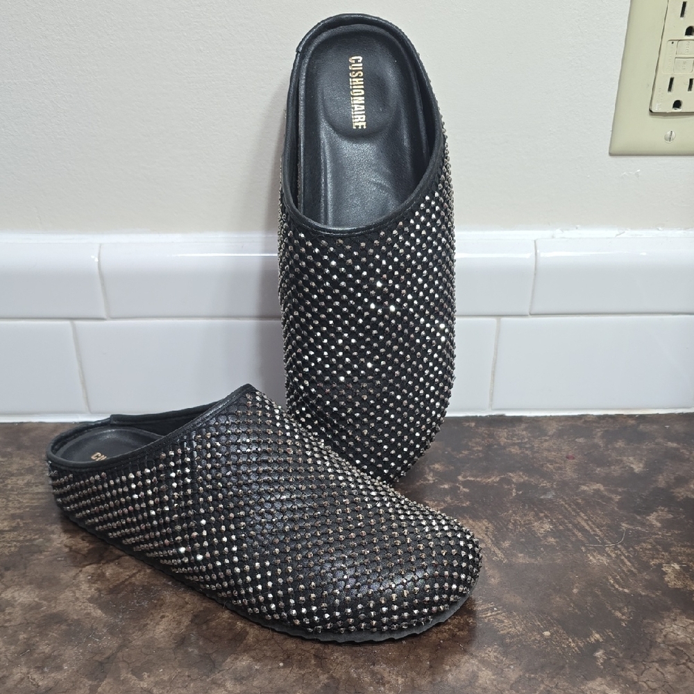 Cushionaire Black Studded Women's Mules